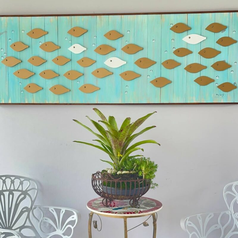 Quadro Rústico Peixes - Feito a mão - 160cm x 55cm