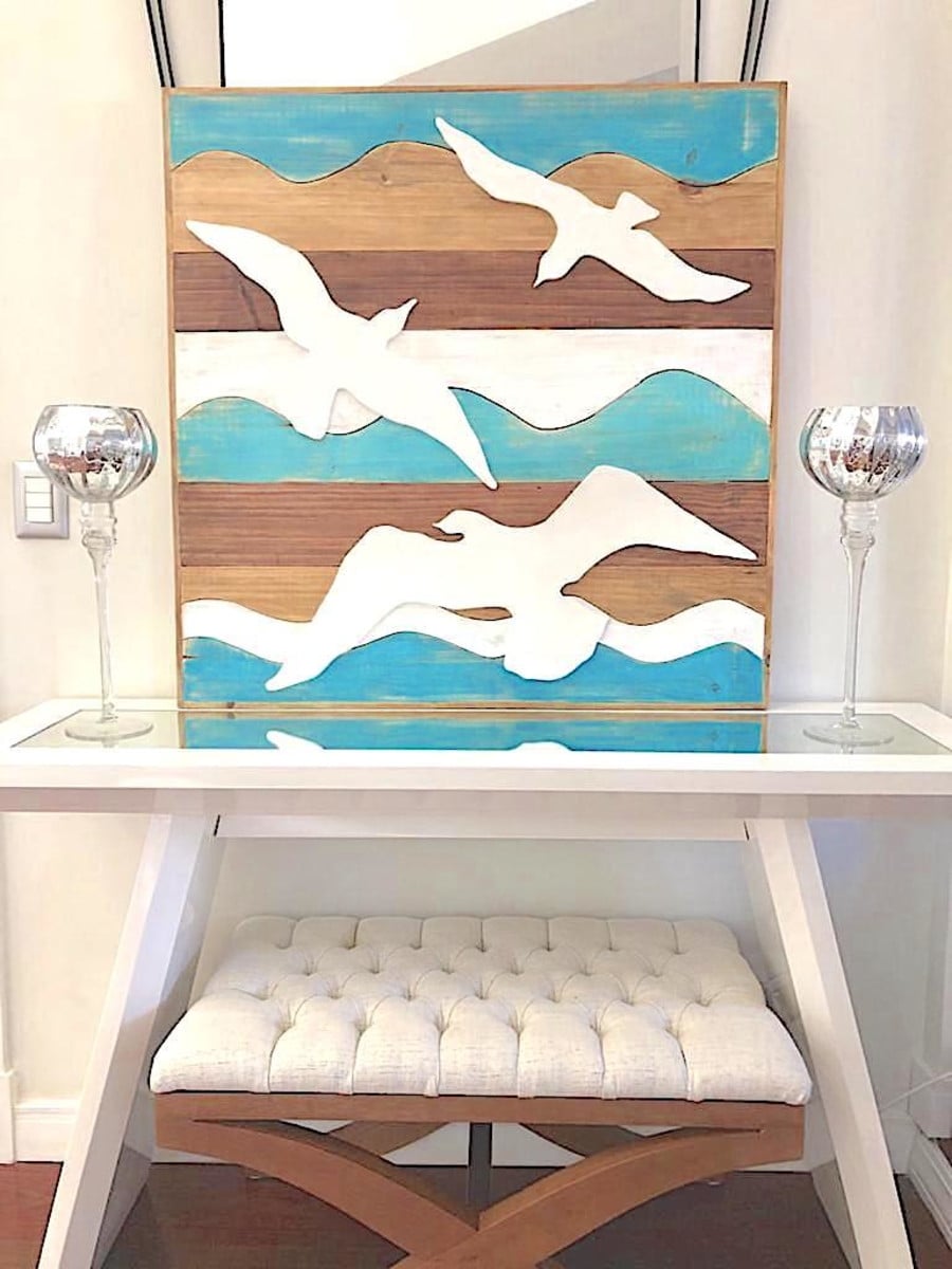 Quadros Rústico - Gaivotas - 92cm x 92cm - Imagem 3