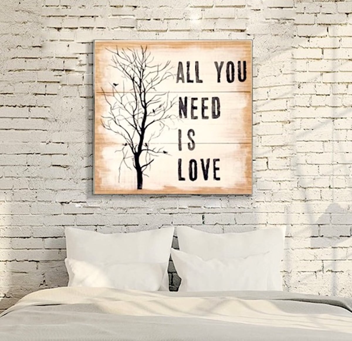 Quadro em Madeira Pintado a Mão - All You Need is Love - 50cm x 50cm - Imagem 2